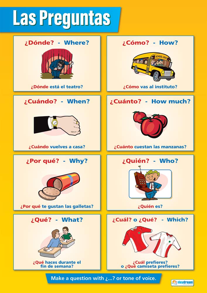 Las Preguntas | Language Learning Posters | Gloss Paper measuring 850mm x 594mm (A1) | Second Language Charts for the Classroom | Education Charts by Daydream Education