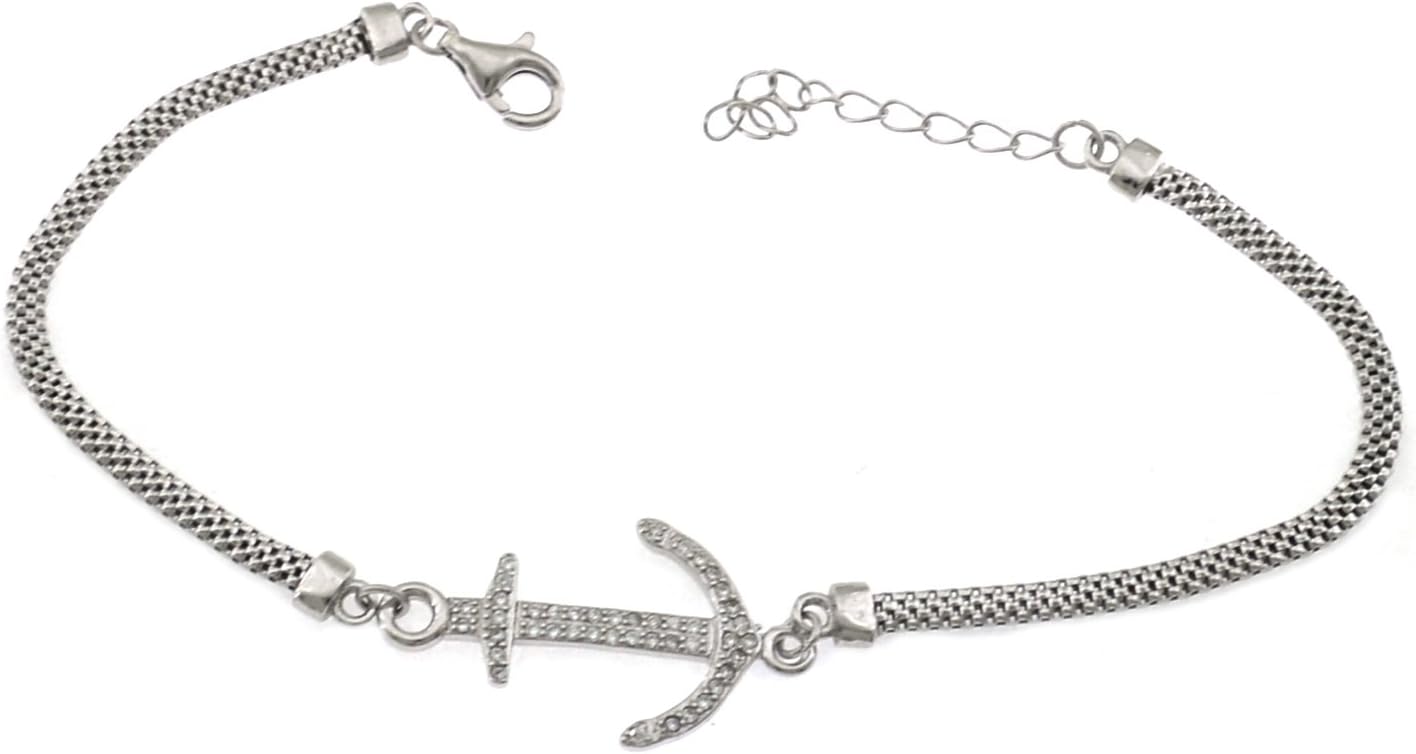 Korean Bracelet Dunking With A Central Still White Zirconia 925 Sterling Silver