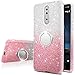 Nokia 8 Case, Silverback Girls Bling Glitter Sparkle Case with 360 Rotating Ring Stand, Soft TPU Outer Cover + Hard PC Inner Shell Skin for Nokia 8 Case -Pink