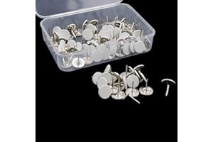 Woogim Upholstery Tacks,100 PCS Sofa Thumb Tacks Furniture Tacks Nails for Upholstery Decorative,Upholstery Pins, Upholstery Nails,Tacks for Furniture(Flat White)