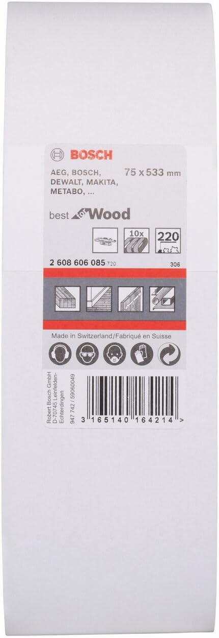 Bosch 10x PRO Paint on Wood and Hardwood X440 Sanding Belt for Sanders (for Paint on Wood Hardwood, 75 x 533 mm, Grit 220 - Image 3
