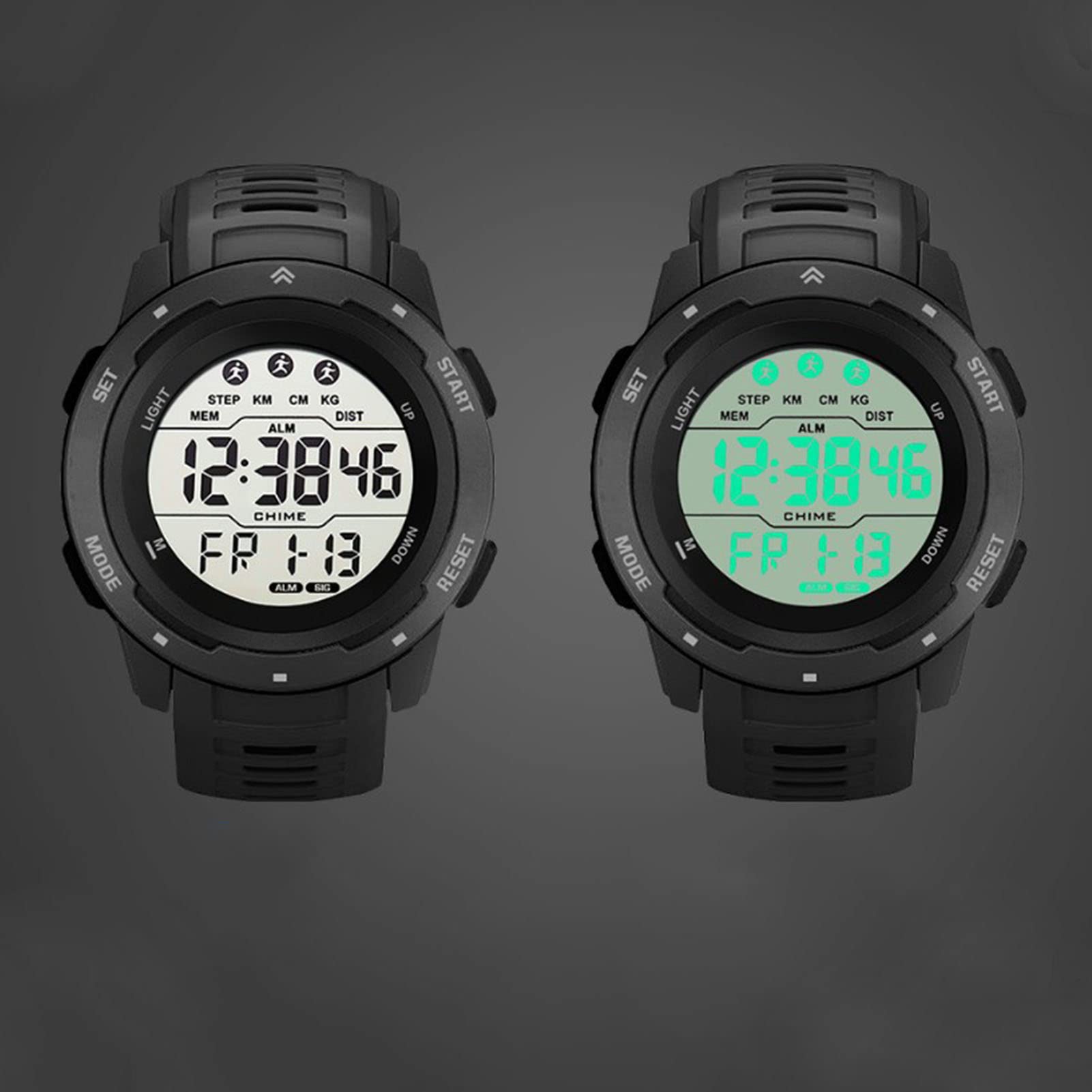 Men's Digital Sports Watch - Luminous, Alarm, Date, Timing, 12/24H System Digital Electronic 50M Waterproof Outdoor Sports Running Watch (Red)