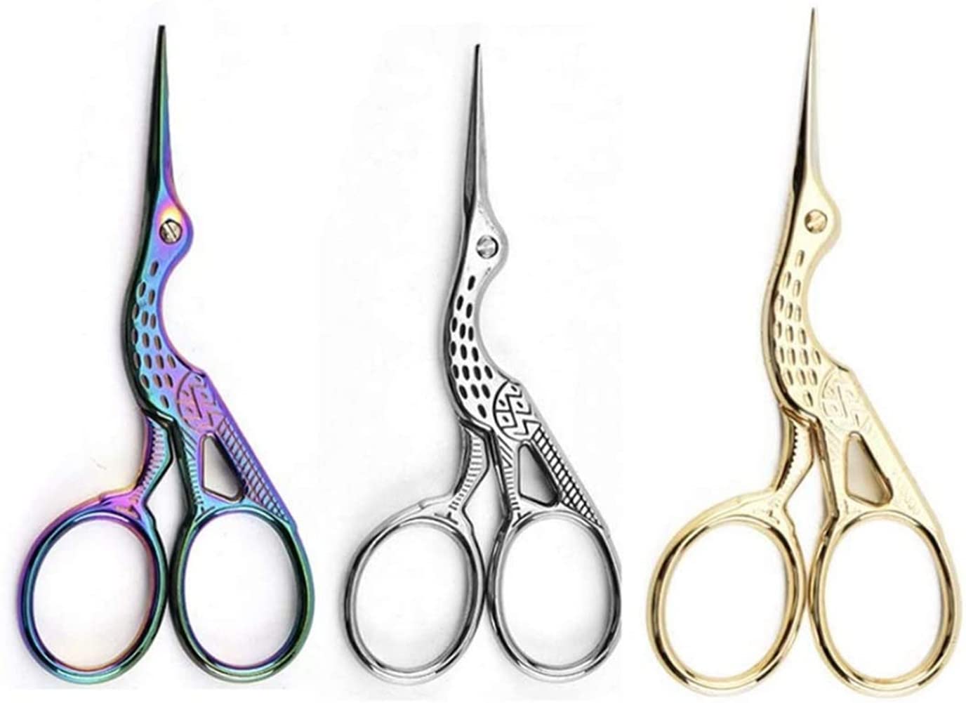Bird Scissors 3 Pieces EPRHY Vintage Crane Design 3.5" Small Stainless Steel Scissors Sharp Sewing Shears for Embroidery Crafting Artwork Threading Needlework Home DIY Tool