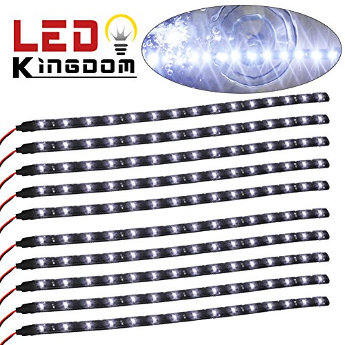 LEDKINGDOMUS 10x Cool White 30CM 15 LED High Power Car Motors Truck Flexible Strip Light Bar Waterproof DC12V