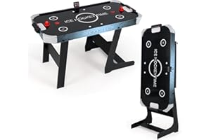 GYMAX Foldable Air Hockey Table, 56 Inch Arcade Style Air Hockey Game Table with Powerful 12V Motor and LED Digital Scoreboar