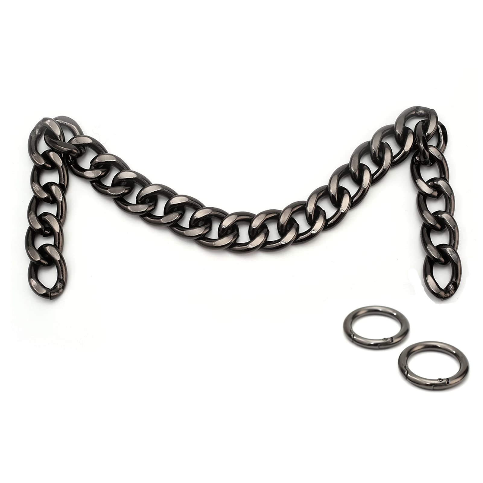 DIY Heavy Chunky Aluminum Metal Purse Handle Bag Chain Charms Strap Replacement Handbag Accessories Decoration (Black)