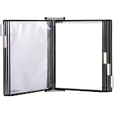 Tarifold Wall Mount Reference Display System, 10 Pockets, Expandable, Black | 10 Double-Sided PVC Pockets, Holds 20 Letter-Size Sheets, Sturdy Metal Wall Bracket, Snap-on Index Tabs, Easy to Install