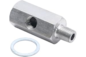 Hoypeyfiy 1/8 NPT Oil Pressure Sensor Adapter, Feed Line Fitting, Stainless Steel Tee with Side Port for Gauge