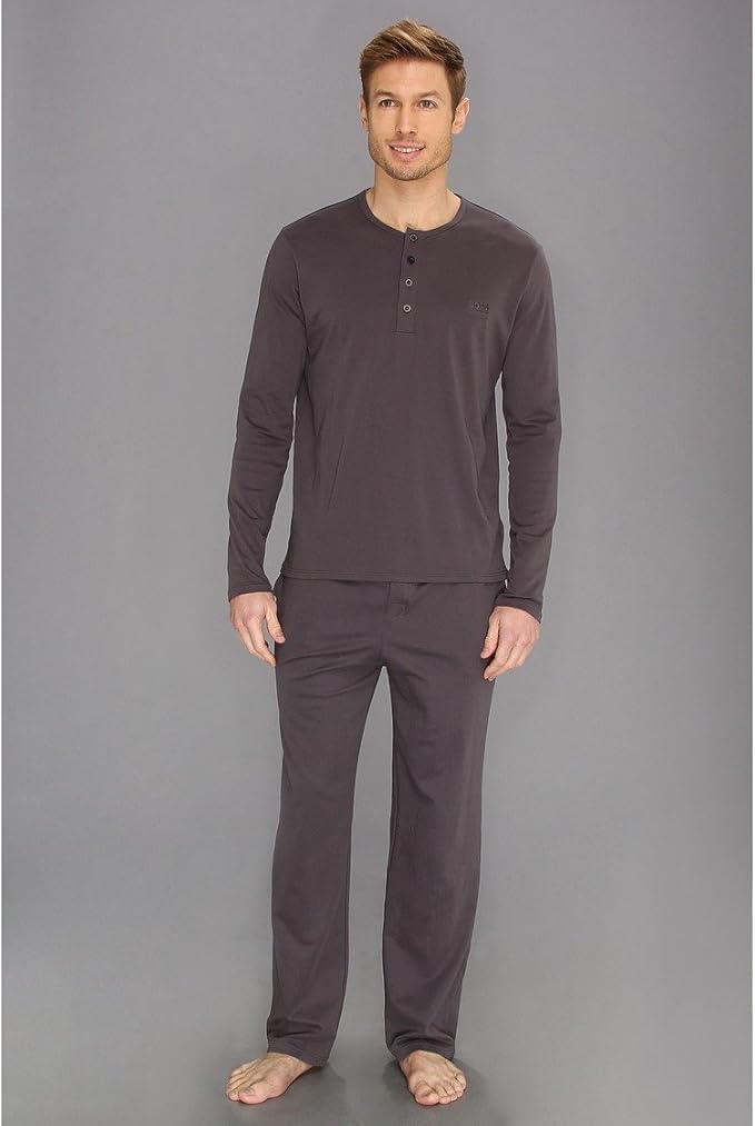 BOSS HUGO BOSS Men's Jersey Pajama Set, color Gris, talla Pequeño