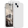 FireNova Designed for iPhone 15 Case, Silicone Upgraded [Camera Protection] Phone Case with [2 Screen Protectors], Soft Anti-Scratch Microfiber Lining Inside, 6.1 inch, White