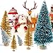 Topbuti 48 Pcs Mini Christmas Trees Bottle Brush Trees Sisal Snow Frost Trees Diorama Tree with Wood Base for Christmas Decoration Home DIY Décor Crafts Assorted Color