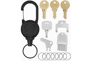 LVAP Universal Paper Towel Dispenser KeySet + Retractable Key Chain - 8 Pcs Compatible with Tork SCA 1100, Bradley 2055, Janitor Bobrick Cat 74, Kimberly Clark 770301, Georgia Pacific, E114 Dispenser Key