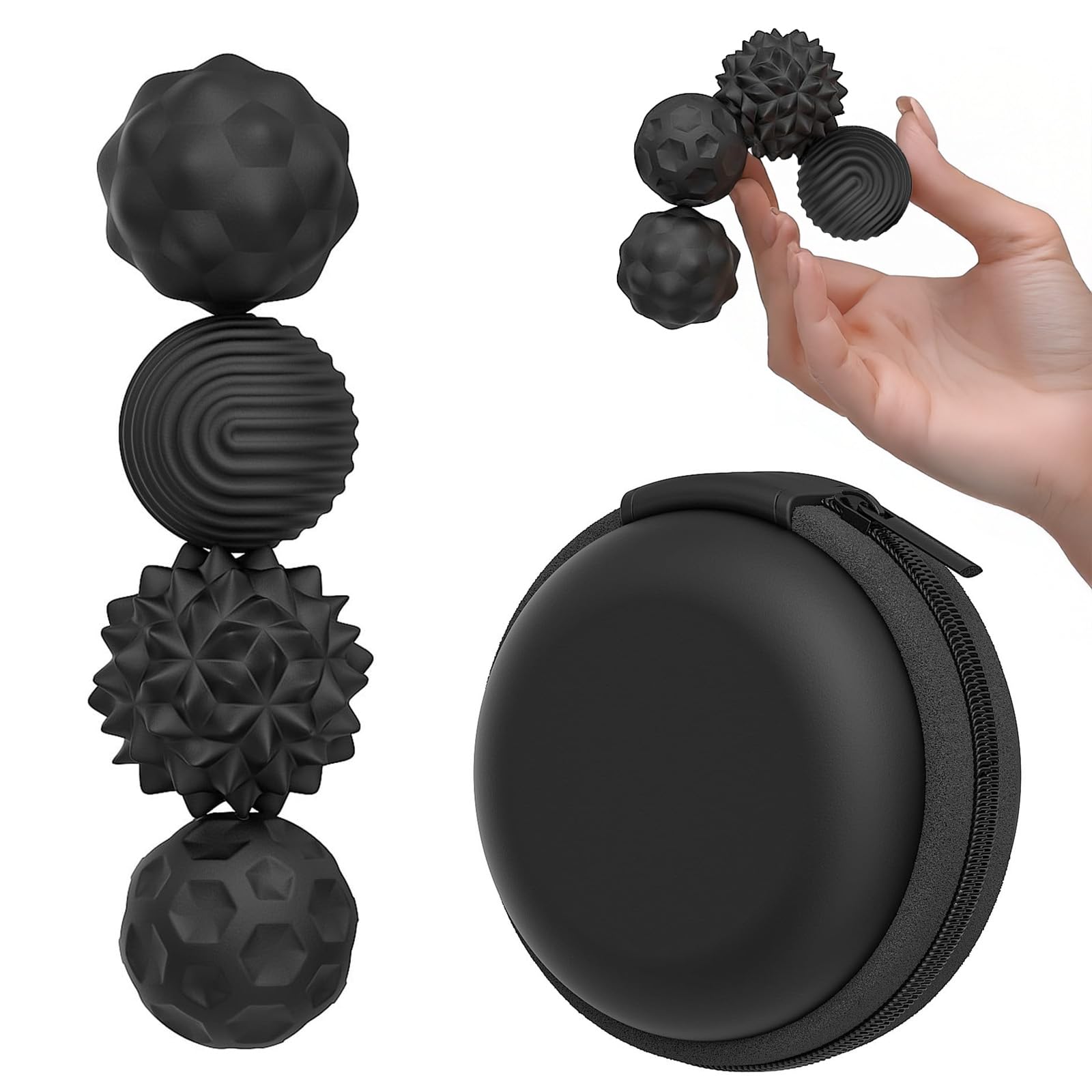 Magnetic Balls Fidget Toy – 4 Pack Mini Magnet Balls, Silicone-Coated Magnetic Fidget Balls for Adults & Kids with Autism, ADHD, Anxiety, Stress Relief Sensory Toy with Unique Textures
