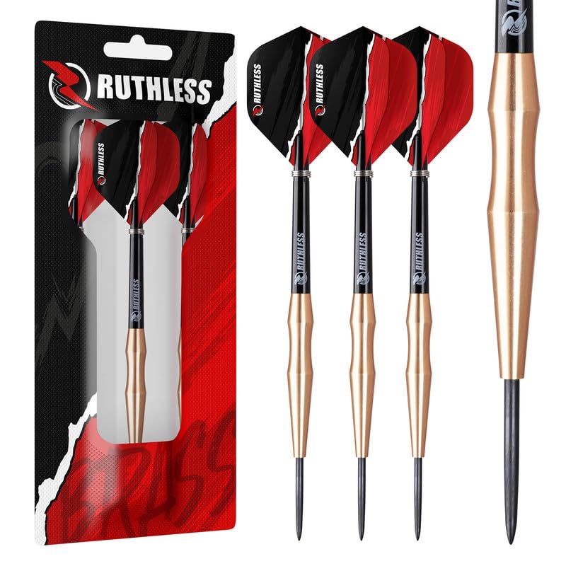 RUTHLESS Eagles | Steel Tip Brass Darts Set with Smooth Barrel Design, Dart Flights and Stems Included (D0454)