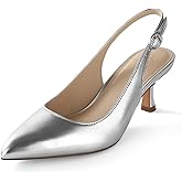 Ankis Women's Slingback Kitten Heels Closed Pointed Toe Pumps Dress Shoes Party Wedding Casual 2.5inch