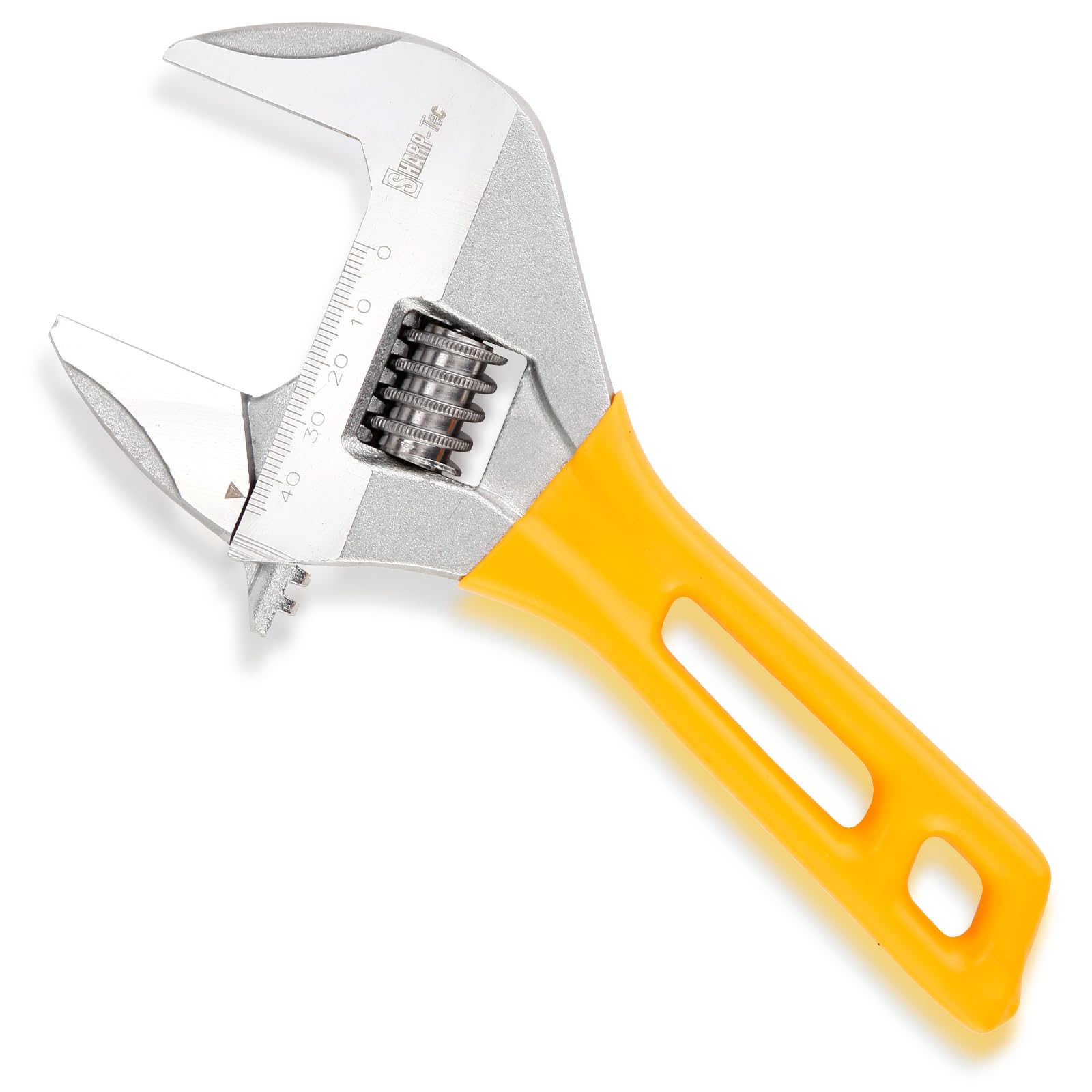 Sharp-tec Adjustable Spanner 8-inch/200mm, Stubby Slim Thin Plumbers Wrench, Max-Opening 44mm Wide Jaw Adjustable Spanner for Basin Waste Under Sink, Plumbing Hand Tool