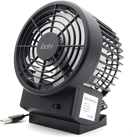Ibohr Small Personal Usb Fan Quiet Compact Desk Fan With Twin Powerful Turbo Blades 2 Speeds Adjustable Head For Home Office Travel Black Amazon Co Uk Kitchen Home