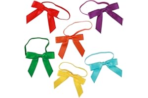 Meseey 3 Inch Stretch Loops with Rainbow Assorted Satin Ribbon 60 Pcs Pretied Premade Craft Bows for Gift Boxes Wrapping Wedding Baby Shower Brithday Christmas Party (3 inch)