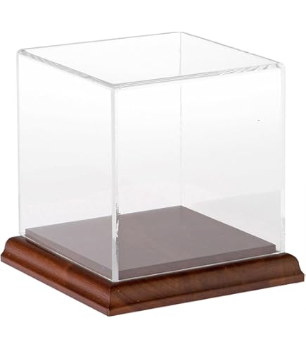 Vitrina Acrílica Para Béisbol Con Base Y Césped Artificial – Protección UV – Ideal Para Pelotas Firmadas Y Figuras – 10,5 X 10,5 X 9,5 Cm