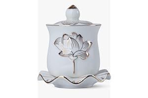 QINLANG White Buddha Water Cup, Ceramic Holy Water Offering Cup for Altar, Buddhist Altar Cup Set