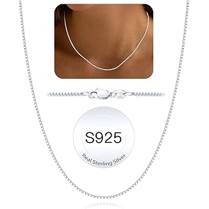 HARJJME 925 Sterling Silver 1.2mm Venetian Box Chain Necklace for Women | Non Tarnish & Nickel Free & Hypoallergenic