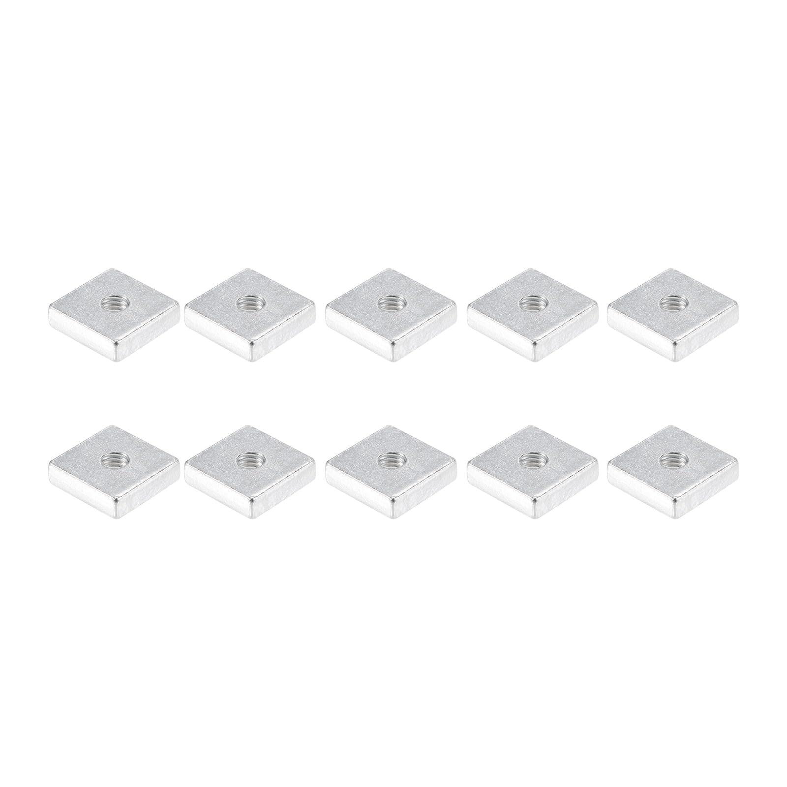 METALLIXITY Square Nuts (M6x18mmx5mm/M6x0.71"x0.2") 10Pcs, Carbon Steel Zinc-Plated Square Machine Screw Nuts - for Indoor and Outdoor, Silver