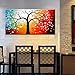 FLY SPRAY Oil Paintings Canvas Wall Art 3-Piece Hand Painted Stretched Framed Landscape Red Tree Modern Abstract Painting Large Artwork Living Room Bedroom Office Home Decoration
