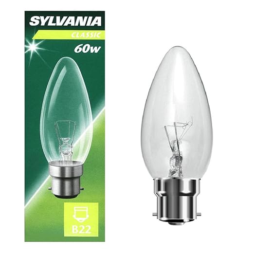 Pack of 20 Sylvania 60w BC Clear Candle Bulbs Amazon.co.uk Lighting