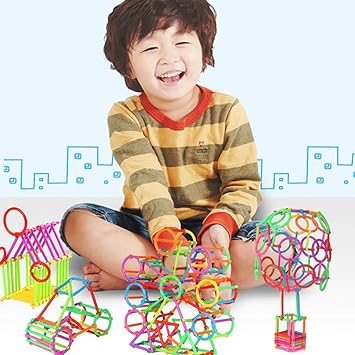 WP Kids Construction Blocks Building Sticks Toy Fun 3D DIY Construction Interlocking Stick Playing Stacking Bricks 120 Pcs