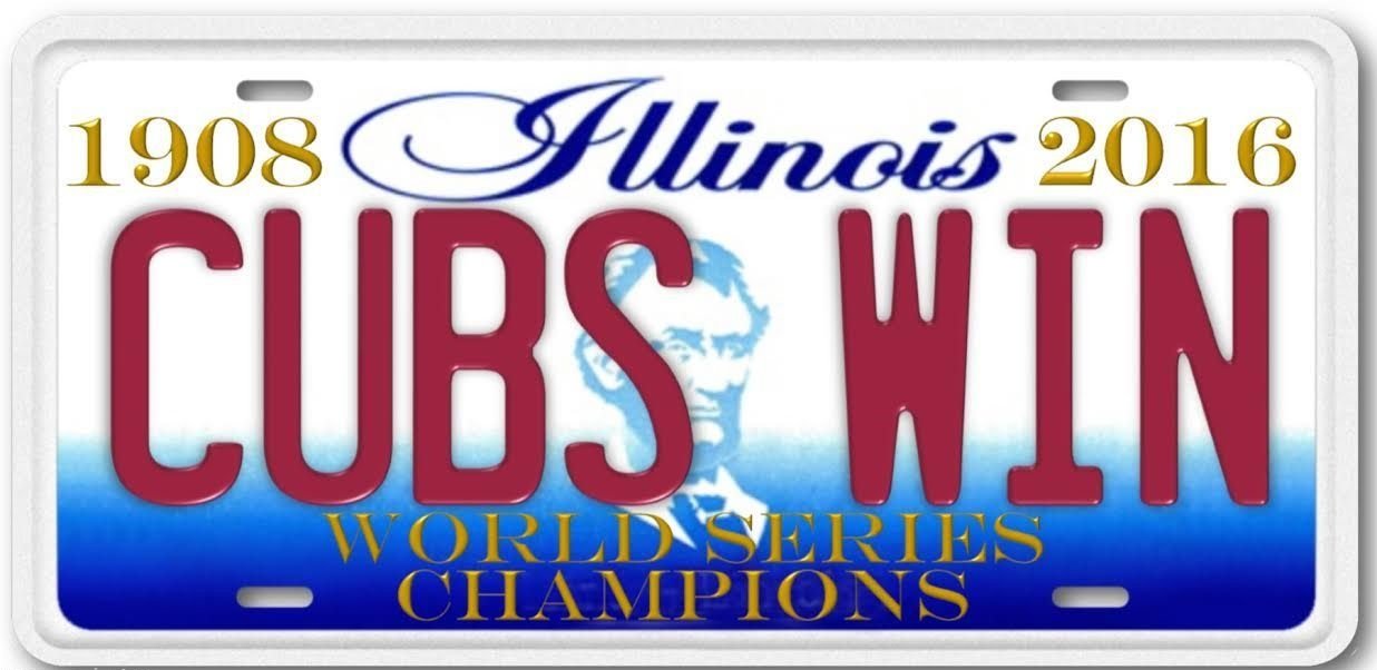 Chicago Illinois CUBS WIN World Series Champions Baseball Team License Plate