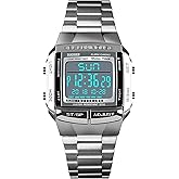 MASTOP Mens Digital Watch Sports Alarm Stopwatch Business Watches Square Waterproof Men's Wrist Watches