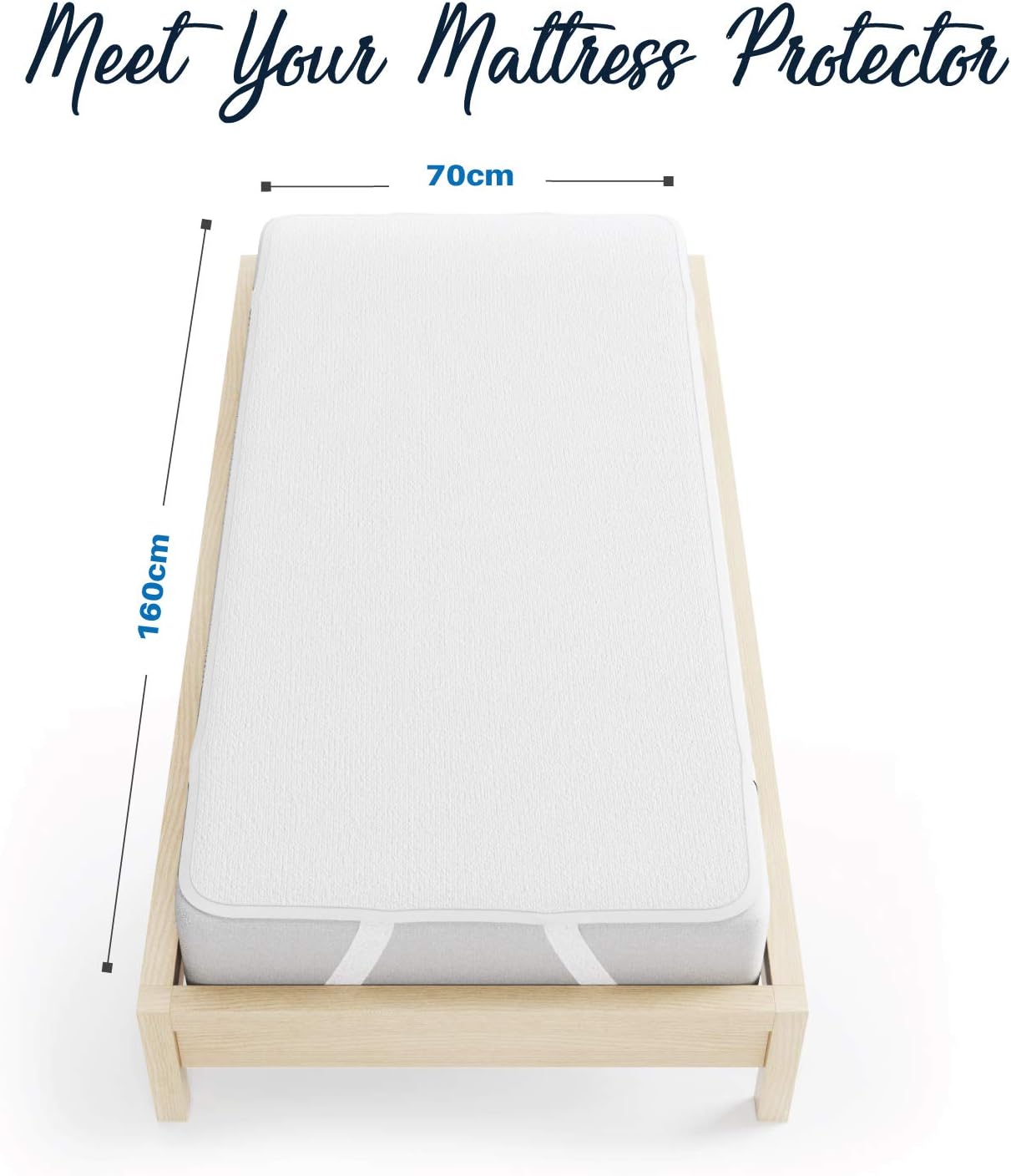 Dreamzie Mattress Protector Waterproof with 4 Elastic Corners - Made in EU - OEKO-TEX® Certified- For Mattress 70 x 160 cm - Image 3