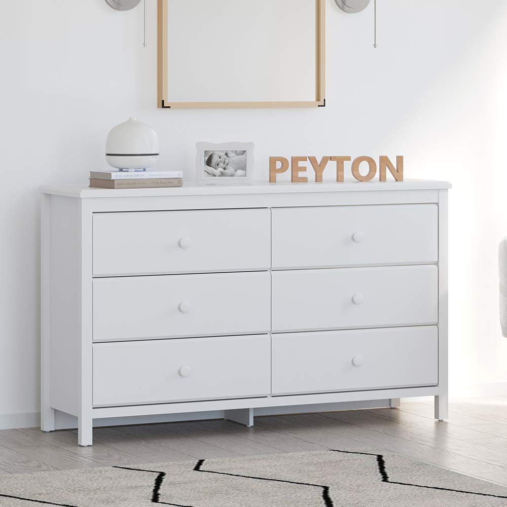 Storkcaft Alpine 6 Drawer Dresser (White) – Stylish Storage Dresser Chest for Bedroom, 6 Spacious Drawers with Handles, Coordinates with Any Kids Bedroom or Baby Nursery : Baby
