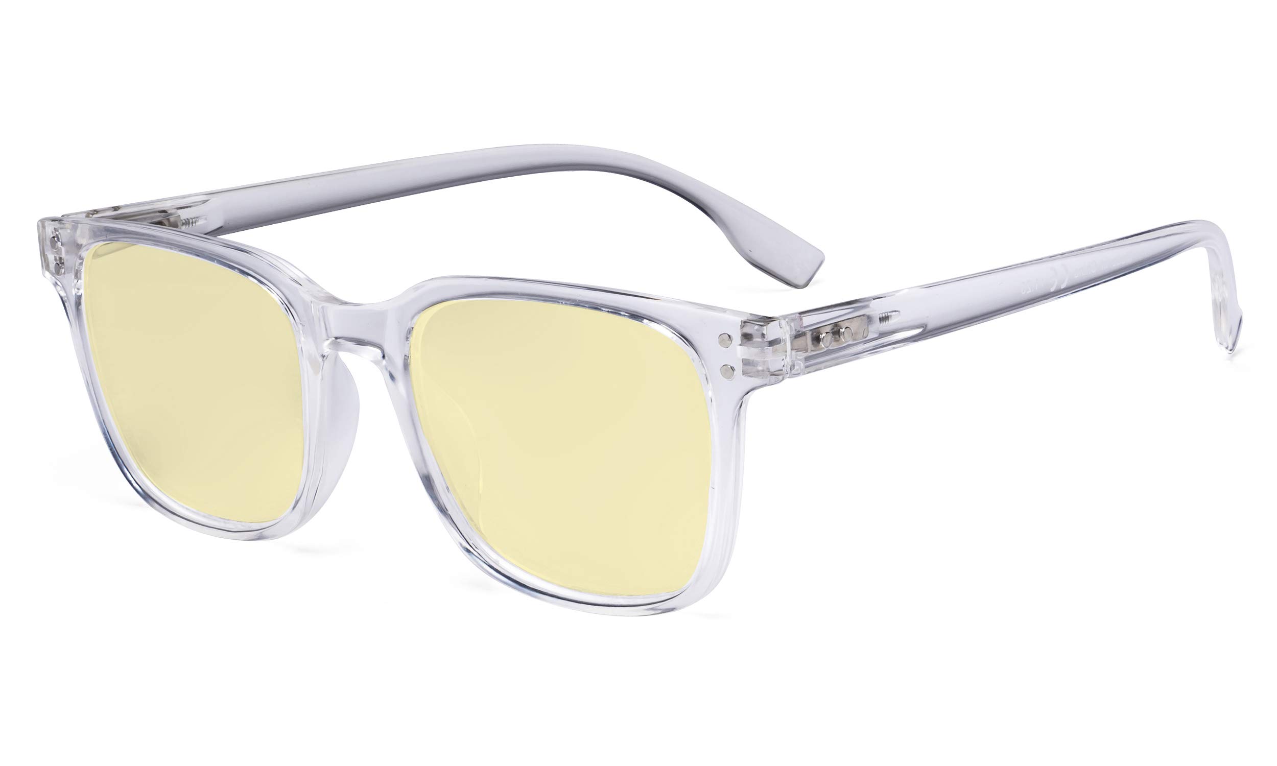 Eyekepper Large Blue Light Blocking Glasses Men Women - Anti Digital Glare UV Ray Square Computer Reading Glasses with Yellow Filter Lens - Transparent +1.75 — image 1