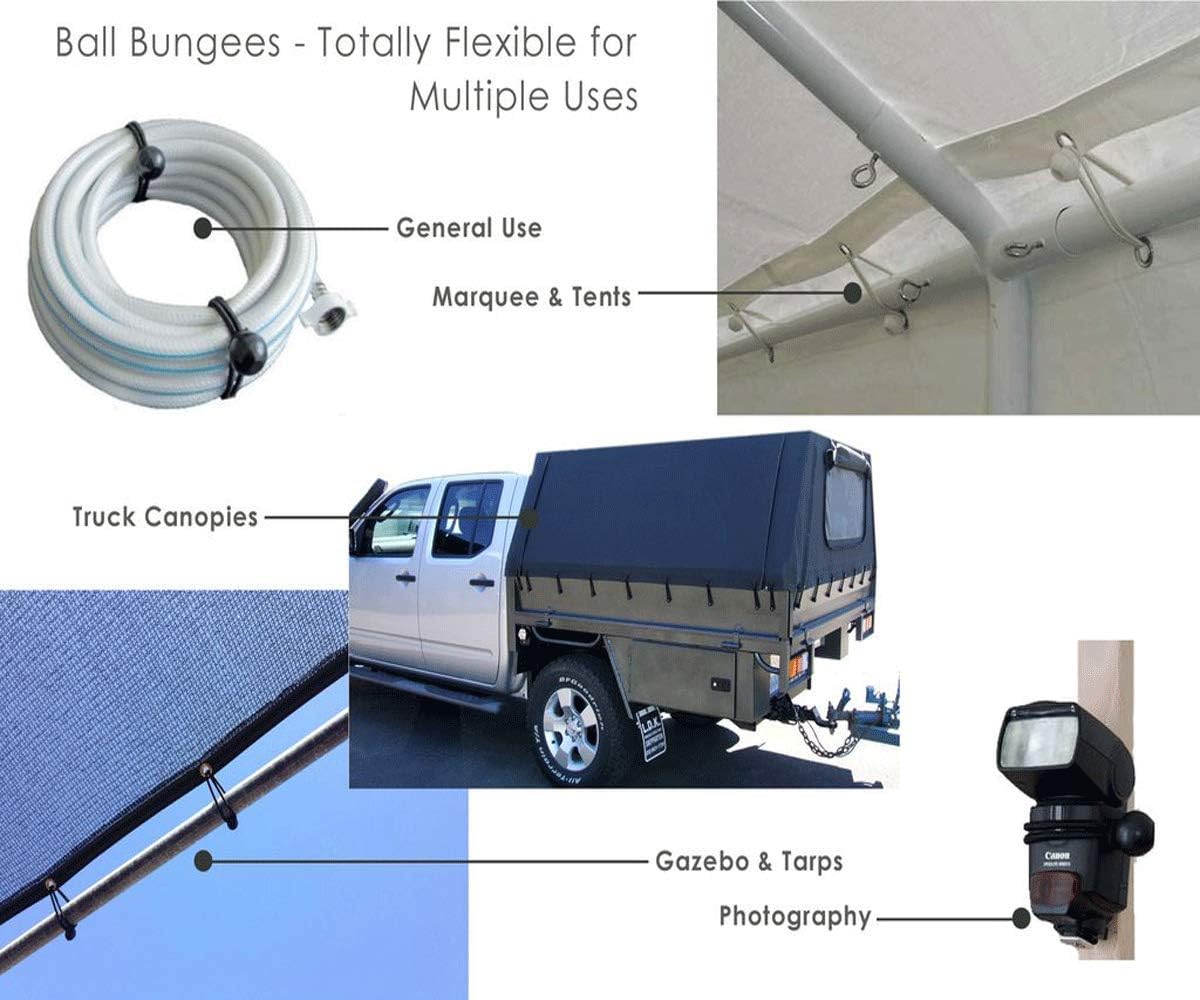 Qtimal Ball Bungee Cords, 30 Pack of 3 Sizes Tarp & Canopy Shock Cords, Extreme Heavy Duty Gazebo Tarp Tie Down Cord - - 