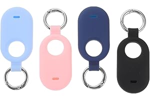 JEWEDECO 4pcs Silicone Protective Case with Metal Ring for Locator Anti-Drop Tracer Covers in Light Blue