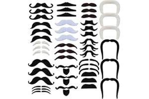 YEFAF 54PCS Fake Mustaches, 18 Novelty Fake Moustache Self Adhesive Fake Mustache for Mustache Party Halloween