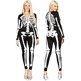 Tipsy Elves Form Fitting & Flattering Skeleton Bodysuit for Halloween - Women's Skeleton Costume