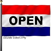 Open Flags for Business Sign 3x5 Outdoor Double Sided 3 Ply Heavy Duty Open Flags Banner for Outside with 2 Brass Grommets UV protection Fade Resistant for Indoor Outdoor