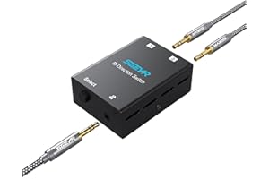 SGEYR Audio Switch 3.5mm Bi-Direction Switch, Stereo Audio Switcher 2 in 1/1 in 2 Out, Audio Switch Selector for Phone Speakers Headhphone (Black)