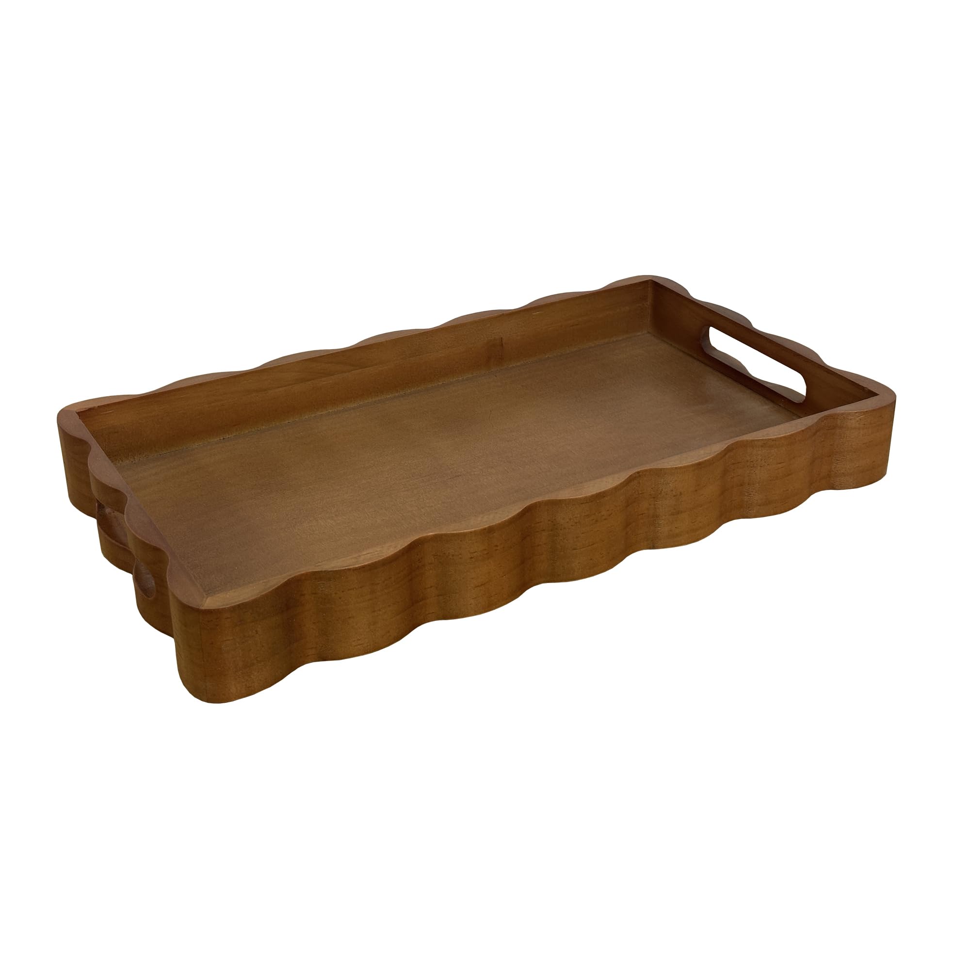 Photo 1 of JUIOETURPine Wood Decorative Tray with Handle Rectangular Wooden Serving Tray for Breakfast in Bed,Coffee Table,Dining Table,or Kitchen - Perfect for Living Room,Bedroom,and Entryway Decor (Brown)