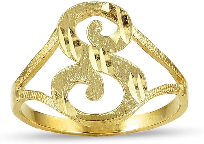 Amazon Lovebling 10 Kイエローゴールドレディース筆記体アルファベットイニシャルリング S 8 5 リング 通販