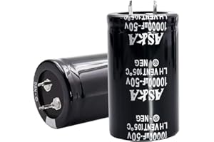 HORSUN 2Pcs 50V 10000UF Snap in Aluminum Electrolytic Capacitor 30x50mm(1.2 * 2inches) for Power Amplifier and Filter Audio, Through Hole Capacitor compatiable to Car Audio (50V 100000UF)