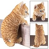 Collections Etc Kitty Peeker Over The Fence Figurine, Orange