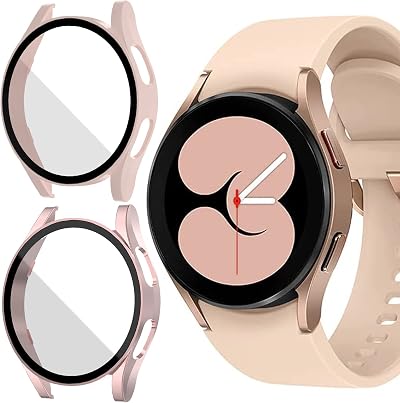 Jvchengxi 2pk Case for Samsung Galaxy Watch 4 40mm PC Bumper w/ Tempered Glass
