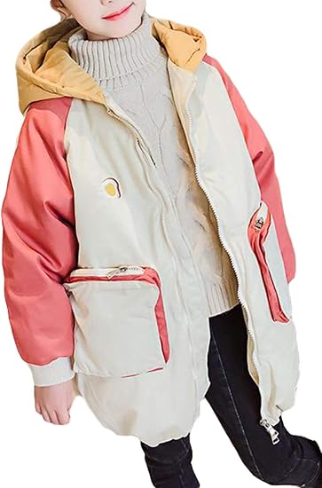 Amazon Bestmoodガールズ 中綿ジャケット ゆったり フード付き アウター キッズ 冬服 子供服 大きいサイズ 女の子 綿入れコート 切り替え コート ジャケット 通販