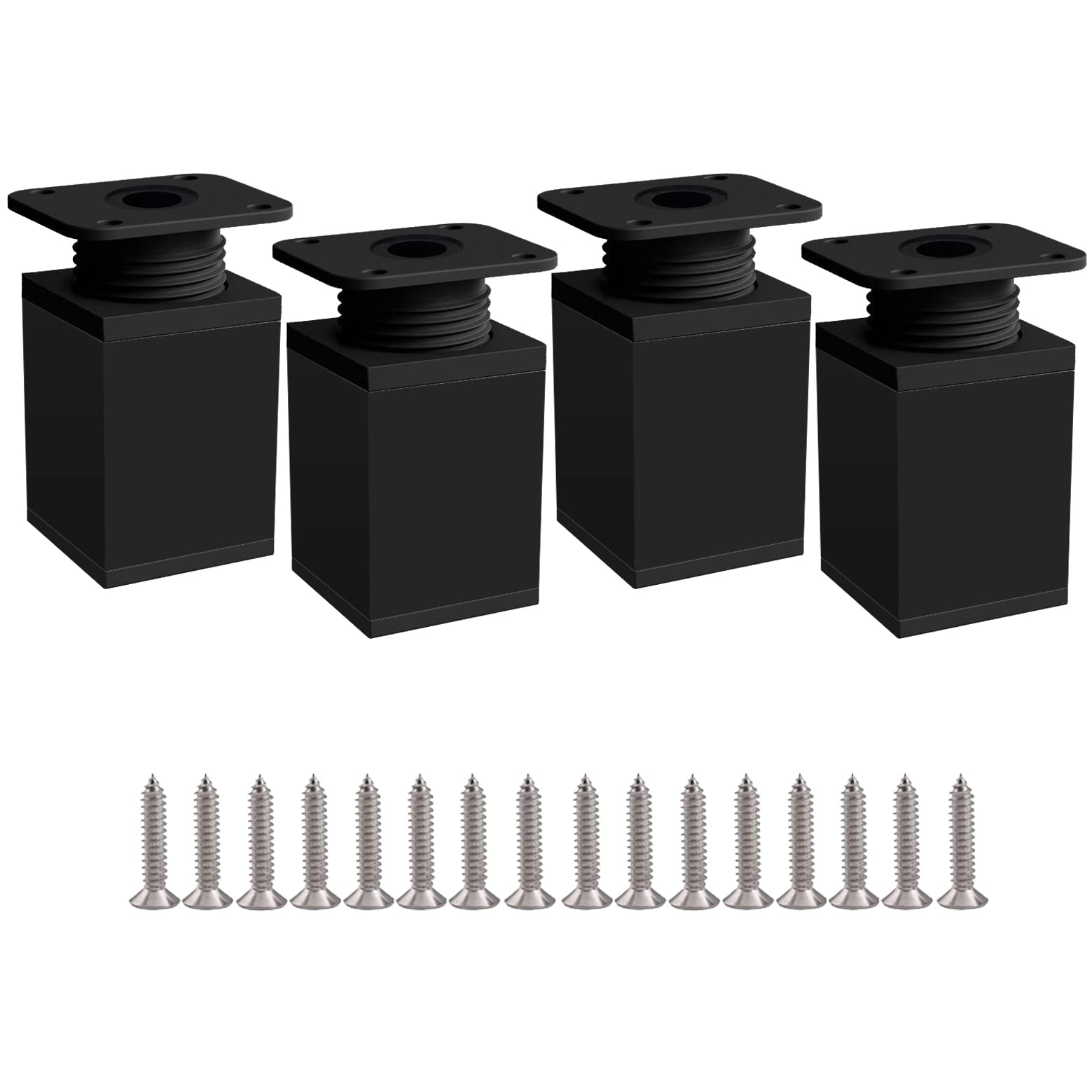 Rusoz Black Adjustable Furniture Legs, 4 Pcs Cabinet Legs 50mm Adjustable Height 0-20mm Aluminum Alloy Table Legs for Desk,Sofa and DIY Furniture