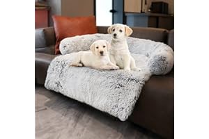 Tinaco Calming Dogs/Cats Bed Mats, Dog Pad Washable Removable Couch Cover, Plush Long Fur Mat for Pets, Waterproof Lining, Perfect for Small, Medium and Large Dogs and Cats (Gradient Gray, 36"x31")