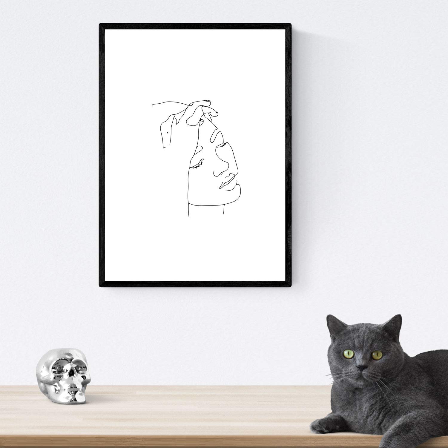 Nacnic Posters drawings and sketches to a line. Nordica female face sheet 2. Table at a single stroke. A4 size