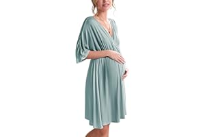Ekouaer 3 in 1 Labor/Delivery/Hospital Gown Maternity Dress Nursing Nightgown Sleepwear for Breastfeeding V Neck Short Sleeve